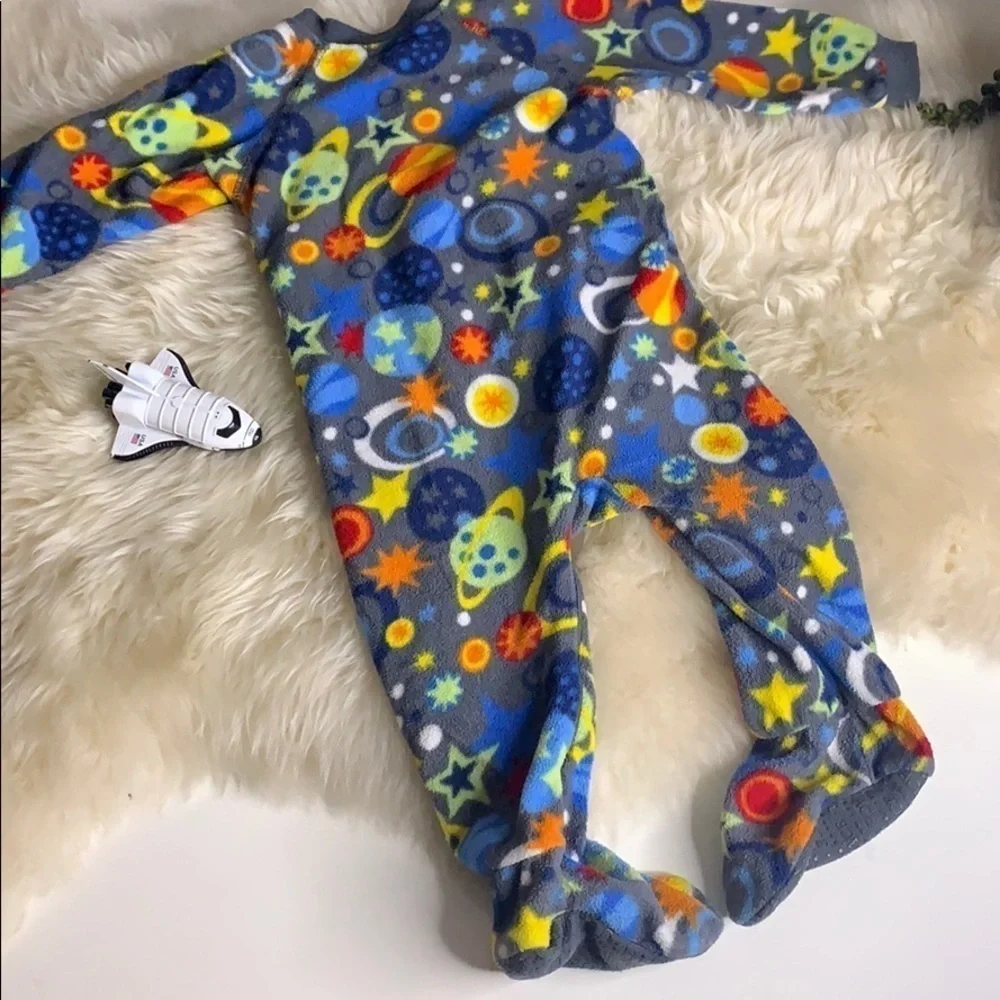 Solar System Space Print footed fleece pajama 18 moths